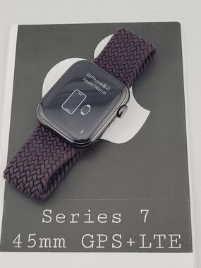 Apple Watch Series 7 45mm GPS + LTE with Braided Solo Loop - Dark Purple